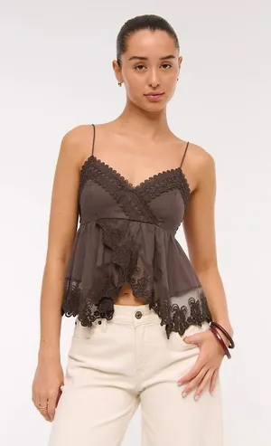 Abercrombie & Fitch Lace Trim Babydoll Cami top thumbnail 1