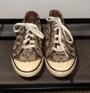 Coach Brown Signature Canvas Sneakers with White Laces thumbnail 1