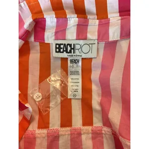 Beach Riot Womens Sz L/XL Top Pink Orange Stripe Swim Cover Up Button Up #148 thumbnail 8