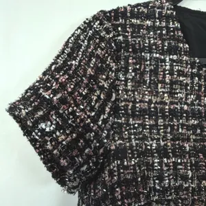 Metallic Tweed Plaid Shift Mini Dress Mod 60s Forever 21 Pink Black Womens S thumbnail 5