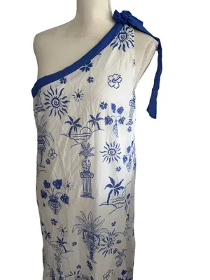 SUGARLIPS Blue White Aegean Maxi Vacay Dress Sz Large NEW NWT thumbnail 2