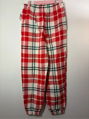 Old Navy Red White Green Plaid Flannel Jogger Style Pajama Pants Size Small thumbnail 2