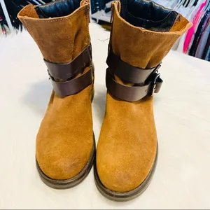 Steve Madden Tan Suede Ankle Moto Boots thumbnail 3