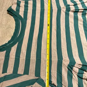 We the Free People Green Tan Striped Cropped Swing Top Tee Crewneck Size Medium thumbnail 7