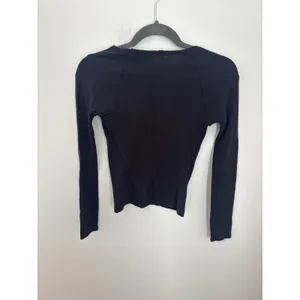 Free People‎ Intimately Black Square Neck Ribbed Long Sleeve Top XS Seam Detail thumbnail 3