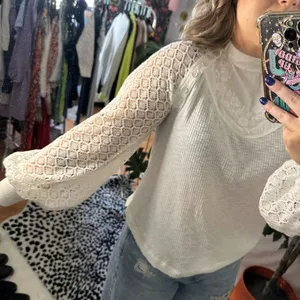 Free People Sweetest Thing Thermal Top White Size XS thumbnail 8
