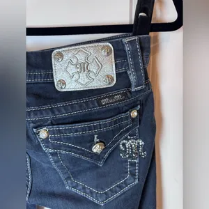 Miss Me Signature Skinny Jeans 26 Dark Wash Rhinestone Bling Y2K Western Stretch thumbnail 6