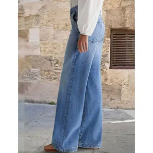 Flamingals Sz 2XL Wide Leg Jeans Mid Waist Baggy Stitch Decor Washed Pants New thumbnail 15