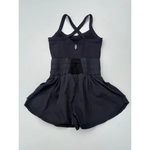 Free People Movement Way Home Skortsie Sleeveless Romper in Black S thumbnail 7