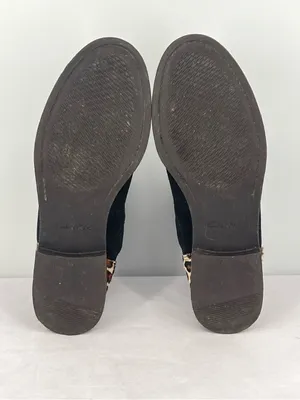 Clarks Black Suede Leopard Calf Hair Heel Chelsea Ankle Boots Size 9.5 thumbnail 7