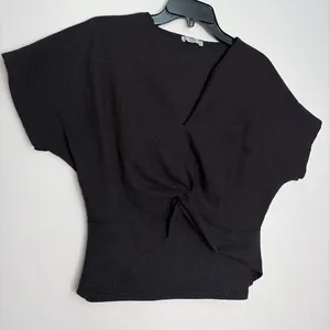 ZARA women’s Size S Black Twist Front Cut Out V Neck Top(A213)&✨ thumbnail 7