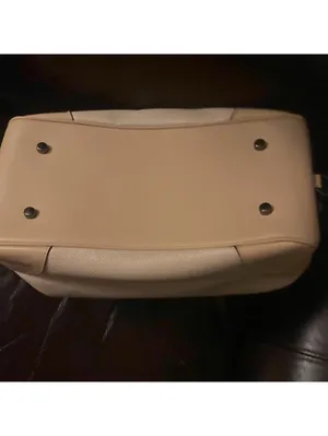 Coach Lane Cream Pebbled Leather Satchel with Coral Handles Snakeskin Detail thumbnail 9