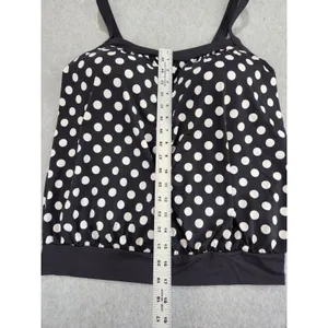 Lands End Wire Free Swim Top Size 12 D‎ Swimsuit Black w/ White Polka Dots thumbnail 4