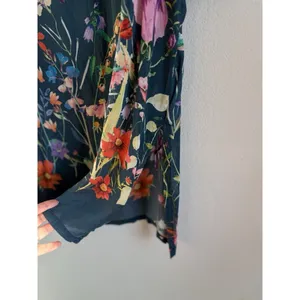 Johnny Was Summy Short Sleeve‎ Tunic Top Women's Large Floral Birds Butterflies thumbnail 4