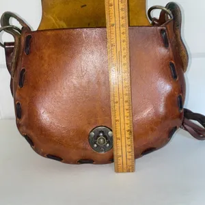Genuine Etched Boho Saddle Braided Leather‎ Shoulder Handcrafted 3 Cross Handbag thumbnail 14