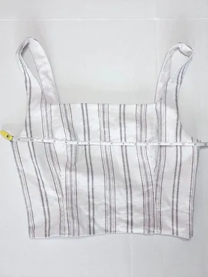 Antonio Melani Striped Crop Top 100% Cotton - Ivory / Bark - Size 12 thumbnail 6