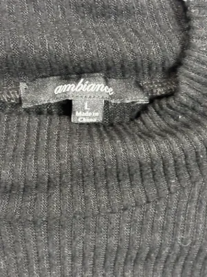 Ambiance Black Ribbed Mock Neck Long Sleeve Sweater Dress Size L Style 72540 thumbnail 2