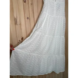 NWT Lulus Nerissa White Eyelet Embroidered Ruffle Drop Waist Midi Dress Tiered M thumbnail 5