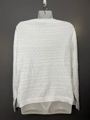 J.CREW Cardigan Sweater Womens XXL White Open Knit Button Front Lightweight thumbnail 6