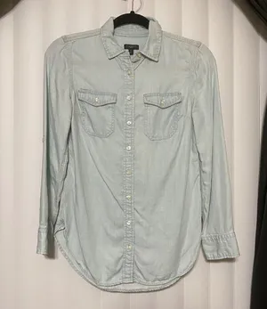 Talbots light denim long sleeve shirt, button down thumbnail 1