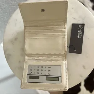 KENNETH COLE REACTION VINTAGE WALLET WITH‎ SOLAR POWERED CALCULATOR, Ivory, NWT thumbnail 6