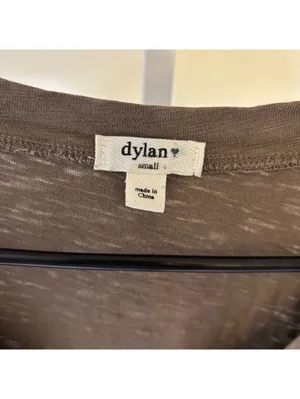 Dylan EUC Women's 100% Cotton Short Sleeve V-Neck Brown/Tan Dress Size S thumbnail 2