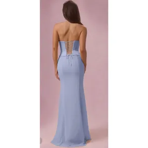 Oh Polly Avielle Satin Corset Bridesmaid Maxi Dress Sky Blue Size 2 New thumbnail 5