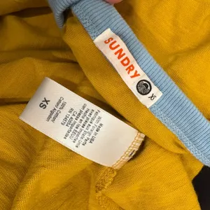 Sundry Rugby Slub Midi Dress Mustard Yellow Blue Varsity Graphic Retro‎ Sport XS thumbnail 9