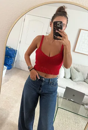 ZARA Red Knit Tank Top thumbnail 3