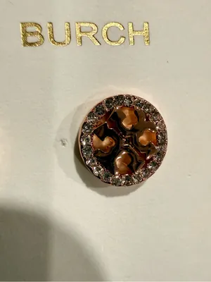 Tory Burch | Rose Gold Logo Crystal Halo Stud Earrings | Extra Small thumbnail 4