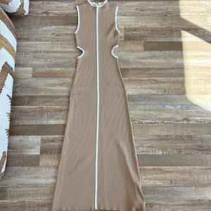 DISSH Binding Wheat Knit Maxi Dress High Neck Cut Out ribbed size L thumbnail 3