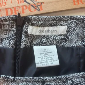 Dressbarn Maxi Skirt S Gray White Black Fringe Tile‎ Print Rayon Blend thumbnail 4