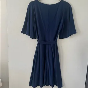 Adrianna Papell Womens Dress Navy Blue Faux Wrap Flutter Sleeve Size 0 thumbnail 5