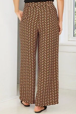 Who What Wear Geometric Print Pleated High Rise Wide Leg Pants Orange Black 6 thumbnail 2