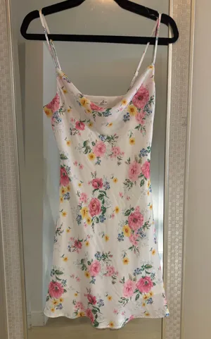 Altar'd State White Floral Slip Dress with Pink Roses NWT thumbnail 3