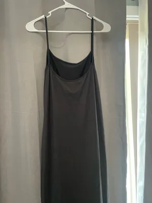 Charcoal Gray Spaghetti Strap Maxi Slip Dress XL thumbnail 2