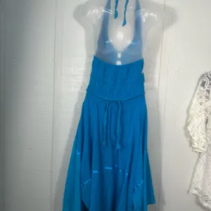Blue and White Crochet Bodice Halter Top Sundress No Size EUC thumbnail 5