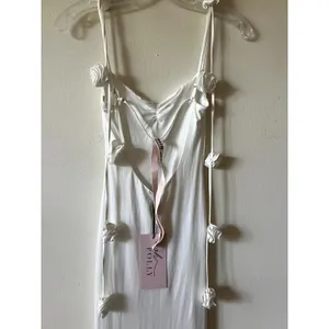 Oh Polly Aldona Slinky Jersey Rose Detail Evening Gown White Size 2 New thumbnail 10
