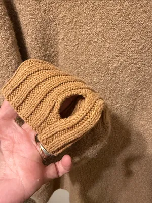 Offline by aerie XS oversized Cozy Turtleneck Bouclé Sweater in Camel thumbnail 3