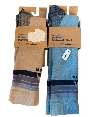 2 Pair Burton Women's Emblem Mid weight Socks snowboard Green/Taupe S/M NWT thumbnail 1