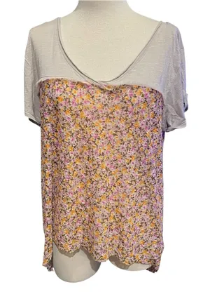 Free People XS Top Linen And Floral With Buttons Down The Back thumbnail 1