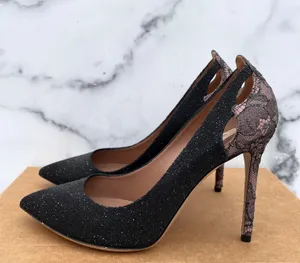 Valentino lace and caviar crystal pumps heels size IT 38.5 US 8.5 thumbnail 6