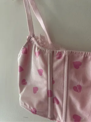 SKIMS Velvet Lace Cropped‎ Corset Cherry Blossom Heart Breaker thumbnail 3