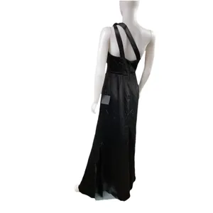 Lulus Black Satin One-Shoulder Open‎ Back Formal Maxi Dress Size Small thumbnail 5