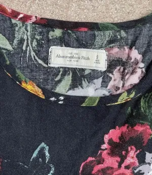 Abercrombie & Fitch Black Floral Crochet-Hem Short Sleeve Top thumbnail 5