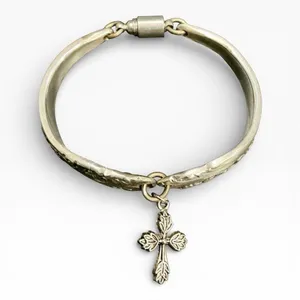 Evening Star 1950 Vintage Silverplate Flatware‎ Spoon Bracelet Cross Charm thumbnail 2