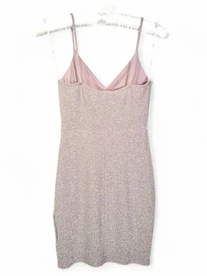 LULUS Women’s Forever Your Girl Metallic Blush Pink Bodycon Mini Dress Size M thumbnail 14