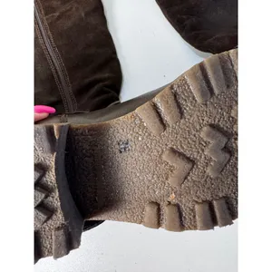 Fabianelli Tall Leather Suede‎ Riding Boots Women 36 Brown Buckle Lug Sole Chic thumbnail 6