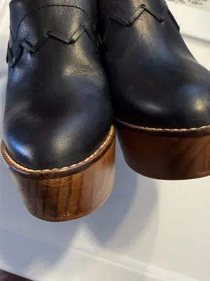 Free People Chance Black Leather Platform Clog Heels Sz 40 (9.5-10) Womens thumbnail 6