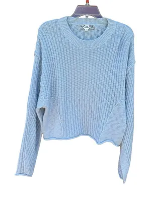 Pink Republic sky blue crew neck sweater Sz M NWT thumbnail 1
